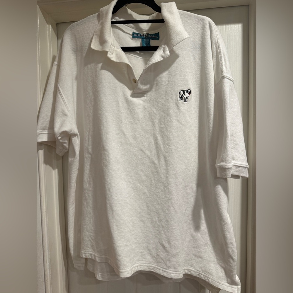 90s Vintage Big Dogs White Polo Shirt